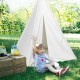 Children's 5.5 ft portable cotton play tent in pure white, ideal for indoor and outdoor use, inspiring creativity.