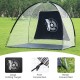 Portable 10 feet golf practice net with large target, durable nylon mesh, and sturdy ground nails for outdoor use.