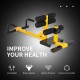 3-in-1 sissy squat ab workout machine in yellow, designed for home gym exercises like squats and push-ups.
