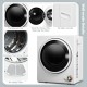Compact 1.5 cu. ft. clothes dryer with stainless steel drum, transparent lid, and portable handle for easy use.