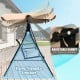 3-person patio swing with adjustable canopy and sturdy steel frame, ideal for outdoor relaxation by the poolside.