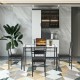 Close-up of the smooth, tempered glass tabletop with rounded corners, enhancing safety and modern style in a dining set.