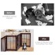 Configurable 30-inch wood pet gate in cherry finish, ideal for doorways and hallways, ensuring pet safety and mobility.
