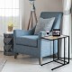 Sofa end table with a glass top and sturdy steel frame, perfect for small spaces and easy to clean.