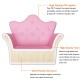 Children's pink upholstered princess sofa with ottoman, featuring diamond decoration, perfect for playrooms and reading.