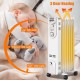 Electric portable oil-filled radiator heater with three heat settings, adjustable thermostat, and wheels for easy.
