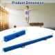 Folding 7 feet blue balance beam with handles, featuring a wood core and foam top for safe gymnastic training at home.