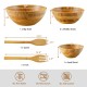 Bamboo salad bowl set featuring one big bowl, four middle bowls, and one small bowl, ideal for serving various foods.