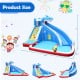 Inflatable Shark Bounce House with water slide and climbing wall, measuring 12.5' x 10.5', perfect for backyard fun.