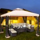 10 x 10 feet light brown 2-tier vented gazebo with mosquito netting, perfect for outdoor events and gatherings.