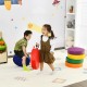 Colorful 15-inch round toddler floor cushions with ergonomic handles, perfect for kids' play and learning activities.