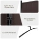 Tightly woven polyester panel and reinforced plastic connector of a brown 3-panel room divider for office privacy.
