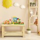 Natural pine wood kids activity play table with removable top, ideal for building blocks and storage for toys and.