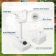 Camping hand wash station with 4.5-gallon tank, stainless steel faucet, and towel rack for hygiene on-the-go.