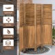 4-panel folding privacy room divider in a classic shutter design, made of lightweight paulownia wood for easy transport.