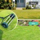 18-inch rolling lawn aerator with tine spikes, showcasing before and after lawn aeration for healthier grass growth.