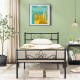 Twin size metal bed frame with headboard and footboard, featuring a durable powder-coated finish and minimalist design.