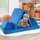 Convertible kids couch set in blue with two folding mats and triangular pillows, perfect for imaginative play and.