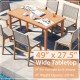 Rectangle patio dining table made of teak wood, 49" x 27.5", seats 6, ideal for backyard or poolside use.