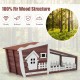 Wooden rabbit hutch with pull-out tray, sturdy fir construction, weather-resistant roof, ideal for indoor and outdoor.