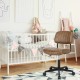 Brown PU leather adjustable office chair with backrest, placed beside a crib in a nursery setting for versatile use.