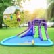 Inflatable water park with a super tall slide, large splashing pool, and water cannon for summer fun in the backyard.
