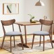 Set of 2 dining chairs with upholstered curved backs, rubber wood legs, perfect for kitchen or dining room use.