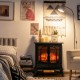 Freestanding 25-inch electric fireplace heater in black with realistic flame effect, perfect for cozy indoor spaces.
