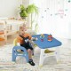 Kids activity table and chair set in blue with ergonomic design, featuring Montessori toys for preschool fun and.