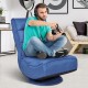 Navy 5-position folding floor gaming chair with 360-degree swivel base, perfect for comfortable gaming sessions.