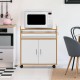 Rolling kitchen island on wheels with removable shelf, towel rack, and durable engineered wood for versatile storage.