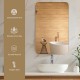 Rectangular 32x20 inch wall-mounted mirror with a golden metal frame, ideal for bathrooms and living spaces.