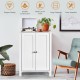 2-door white bathroom storage cabinet with adjustable shelves, suitable for towels and toiletries, featuring durable.