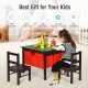 Kids double-sided activity building block table in brown with storage drawers, perfect for play and creativity.