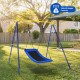 Blue 700lb giant 60-inch platform swing with adjustable ropes, perfect for kids and adults in gardens or parks.