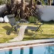 Adjustable patio folding chaise lounge chair with wheels, featuring a 7-level backrest and breathable fabric for.