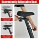 Adjustable seat of the Upright Air Bike with 10-level height and fore/aft adjustment for personalized comfort during.
