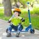 Blue folding adjustable height kids kick scooter with LED flashing wheels, designed for safety and fun, perfect for.