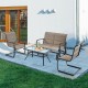 4-piece outdoor patio furniture set featuring a padded glider loveseat and coffee table in brown for cozy relaxation.