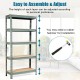 5-tier gray steel shelving unit with adjustable MDF shelves, ideal for heavy-duty storage in home or office settings.