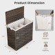 3-section laundry hamper in brown with removable liner bag, built-in handles, and waterproof PE rattan for easy sorting.