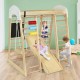 Wooden 8-in-1 indoor playground climbing gym with slide, ladder, and safety features for children’s active play.