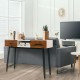 42-inch industrial console table with two drawers, featuring a sleek design for entryway or living room storage.