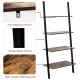 4-tier industrial leaning wall bookcase in brown with sturdy metal frame and high-quality particleboard for stylish.