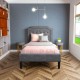 Linen twin upholstered platform bed with button-tufted headboard and under-bed storage, perfect for stylish bedrooms.