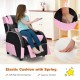 Kids pink PU leather gaming recliner with adjustable backrest and footrest for comfort during gaming or relaxation.