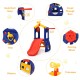 Freestanding kids slide with basketball hoop, ring toss, and climbing features, made of non-toxic HDPE for.