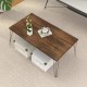 Wooden rectangular coffee table with metal legs, 43.5" x 23.5", featuring a rustic surface and stylish design for.