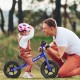 Kids No Pedal Balance Bike in blue with adjustable seat and handlebar, perfect for learning balance outdoors.