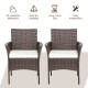 Set of 2 outdoor PE rattan armchairs with removable waterproof cushions, featuring a sturdy steel frame and ergonomic.